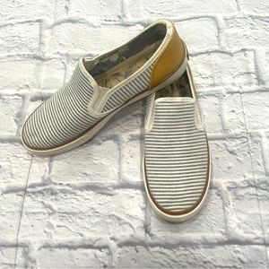 Tommy Bahama Striped Slip-On Sneakers with Mustard Heel